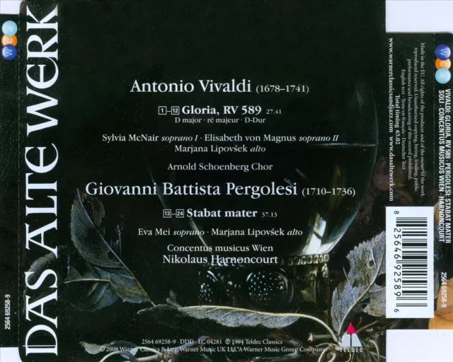 VIVALDI: GLORIA / PERGOLESI: STABAT MATER NEW CD